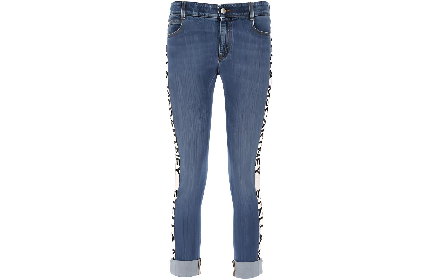 (Women) Stella McCartney SS21  Stretch Denim Jeans with Side Logo Blue. 372773SNH55-4008