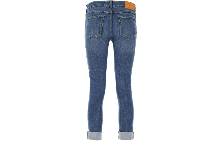 Lookbook (W) Stella McCartney SS21 Seluar Jeans Denim Regang Logo Sisi Biru. 372773SNH55-4008