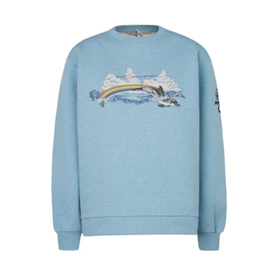 (Women) Stella McCartney SS21 Blue Rainbow Dolphin Print Cotton Sweatshirt 579903SOW89-4015