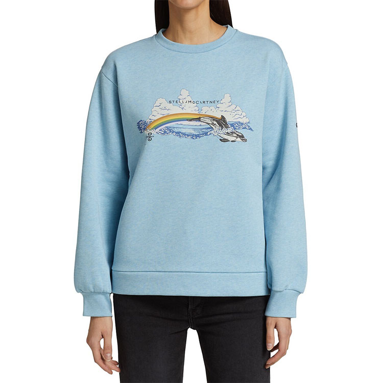 Details for (W) Stella McCartney SS21 Sweater Biru Dolphin Print Pelangi Kain Katun 579903SOW89-4015