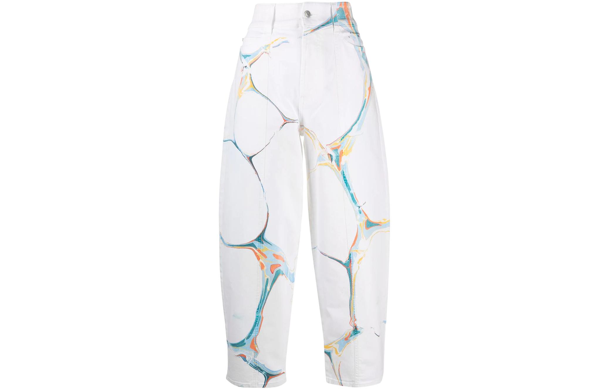 Order (W) ステラマッカートニー SS21 マーブルプリント デニムジーンズ ホワイト. 602559SOH25-9015