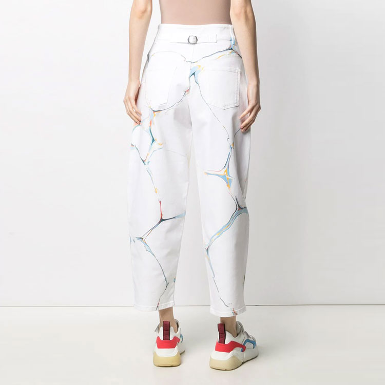 Shop (W) ステラマッカートニー SS21 マーブルプリント デニムジーンズ ホワイト. 602559SOH25-9015