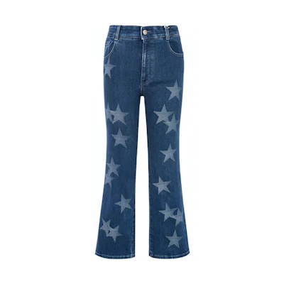 (Women) Stella McCartney SS21 Star Print Flared Denim Jeans Women’s Blue 602923SOH27-4057