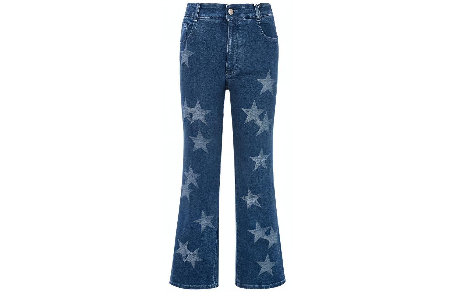 Order (W) Stella McCartney SS21 Star Print Flared Denim Jeans Wanita Biru 602923SOH27-4057