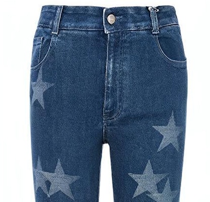 (W) Stella McCartney SS21 Star Print Flared Denim Jeans Wanita Biru 602923SOH27-4057 Sizing (W) Stella McCartney SS21 Star Print Flared Denim Jeans Wanita Biru 602923SOH27-4057