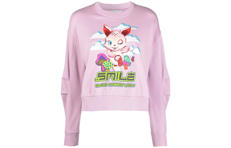 Order (W) Stella McCartney SS22 Baju Sweater Wanita Ungu Cetak Kartun. 604390SPW43-5601