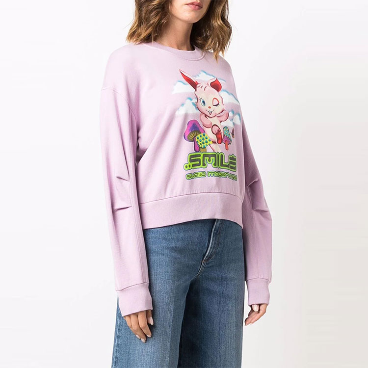 Shop (W) Stella McCartney SS22 Baju Sweater Wanita Ungu Cetak Kartun. 604390SPW43-5601