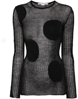 (Women) Stella McCartney SS24 Sheer Polka Dot Knit Slim Fit Top - Obsidian Black 6K07333S-2488-1000 (Women) Stella McCartney SS24 Sheer Polka Dot Knit Slim Fit Top - Obsidian Black 6K07333S-2488-1000