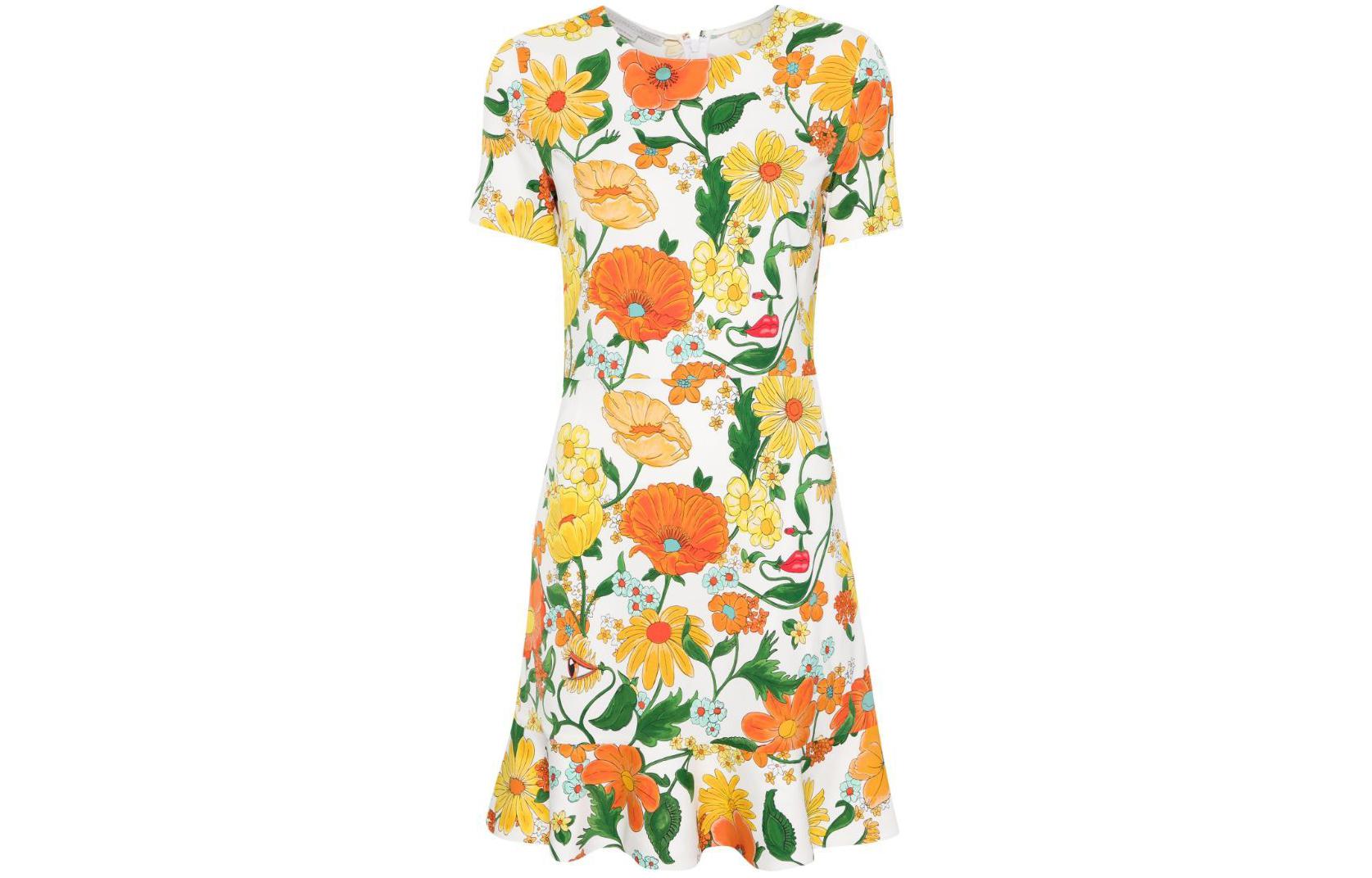 (Women) Stella McCartney SS24 Floral Print Short Sleeve Dress Women Multicolor. 6A02213DS300-7504