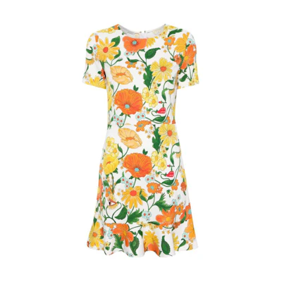 (Women) Stella McCartney SS24 Floral Print Short Sleeve Dress Women Multicolor. 6A02213DS300-7504