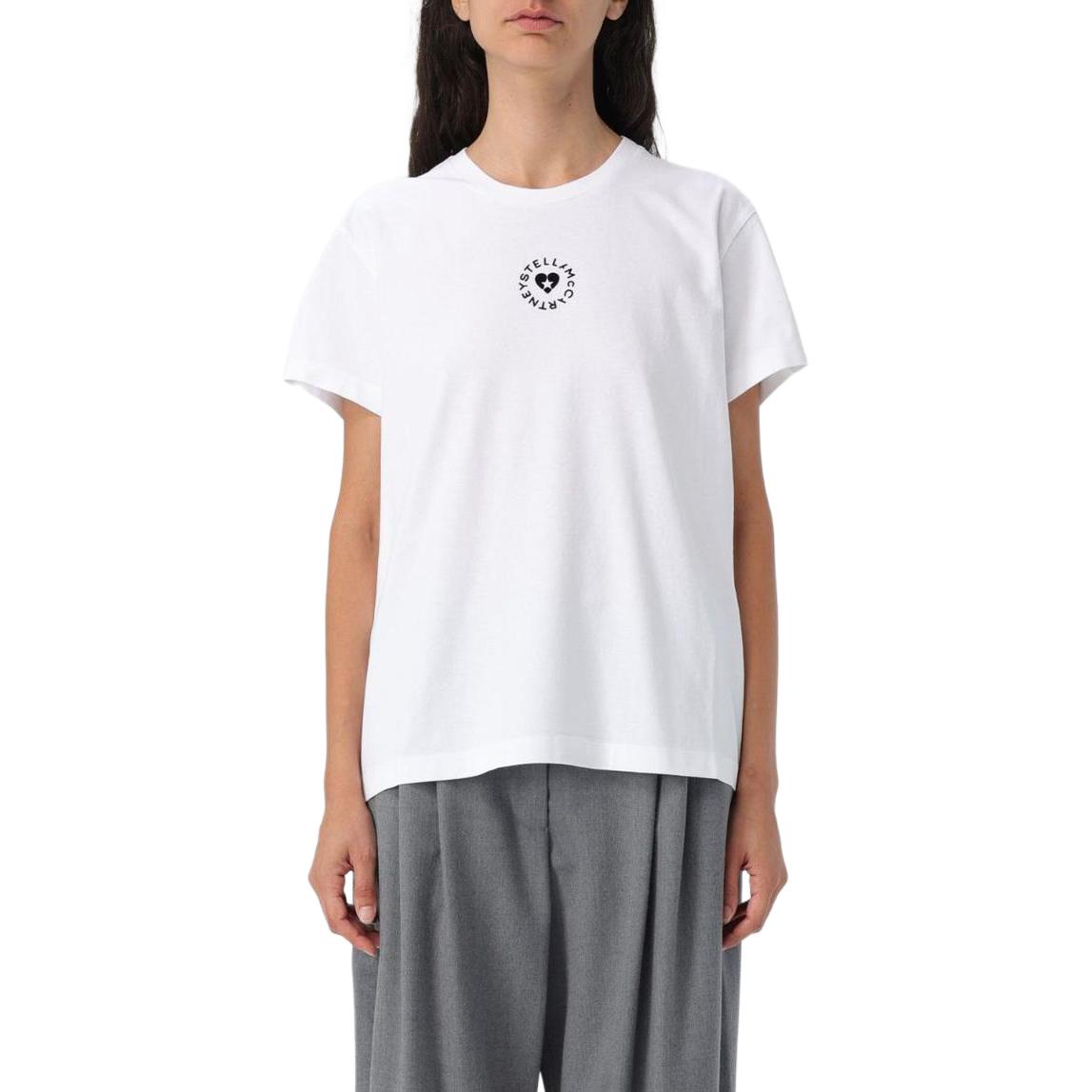 (Women) Stella McCartney White Casual Letter Print Crewneck Short Sleeve T-Shirt Women. 6J02733SPY53-9000