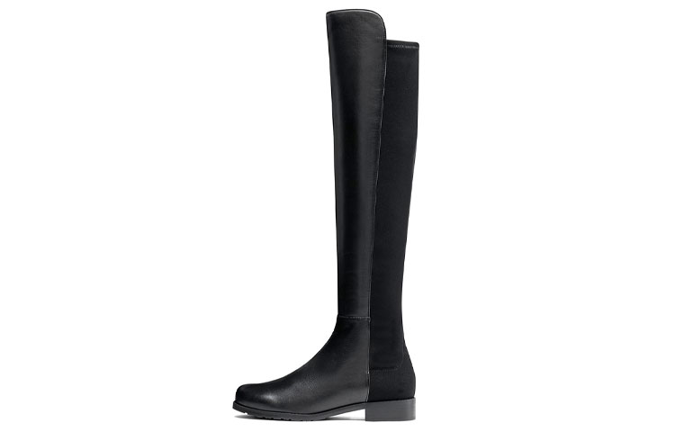 (Women) Stuart Weitzman 5050 'Black Nappa Leather and Fabric Over-The-Knee' ZL21795