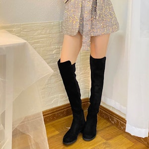 (W) Stuart Weitzman 5050 Boot 'Hitam Klasik Suede' 5050SUEDEBLACK 1