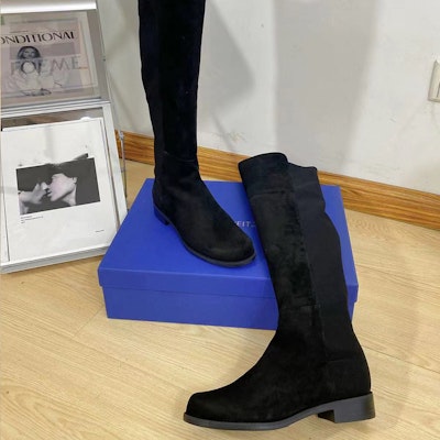 Stuart Weitzman/SW 5050 經典磨砂皮粗根 過膝長筒靴 女款 黑色 2