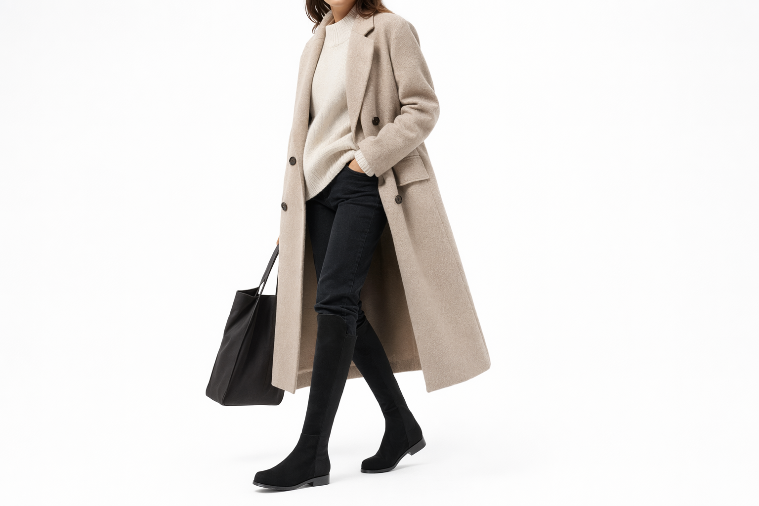 Order (W) Stuart Weitzman 5050 Sobre la Rodilla 'Ante Negro' 5050SRGSUESTRGABRDNEBLACK