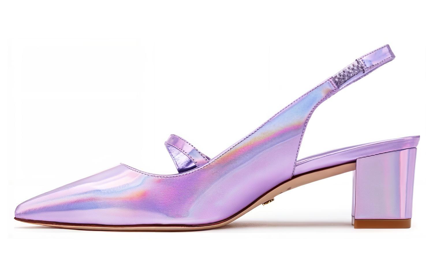 (Women) Stuart Weitzman 5cm Block Heel Purple Leather Pumps. SW3504013-PNT
