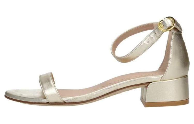 (Women) Stuart Weitzman 'Gold Ankle Strap Sandal' NUDISTJUNELIDS0793PLATINO