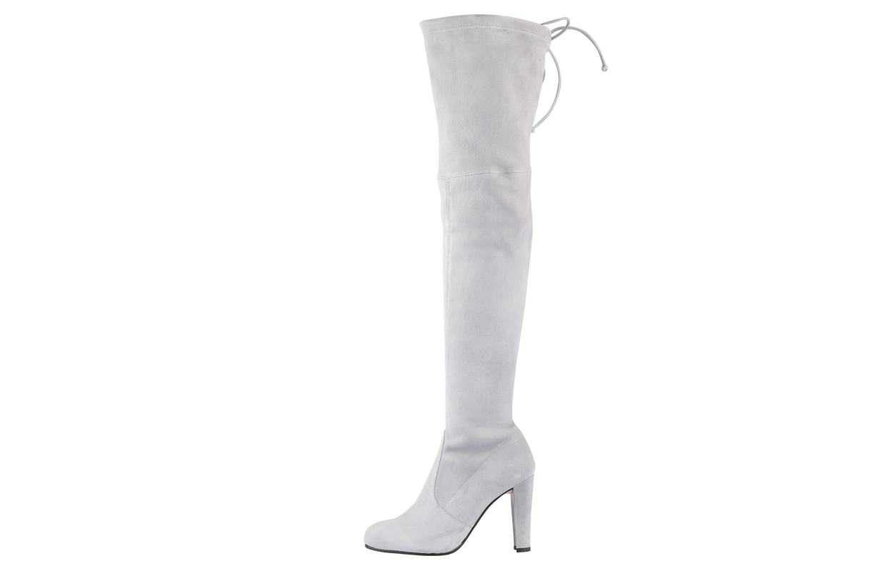 (W) Stuart Weitzman 'Grey Suede Lace-Up Over-The-Knee Boots'