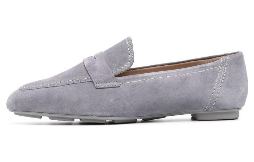 (W) Stuart Weitzman 'Jet Almond Toe Penny Loafer Grey'
