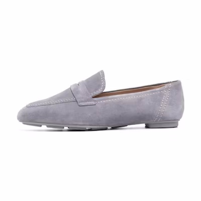 (W) Stuart Weitzman 'Jet Almond Toe Penny Loafer Grey'