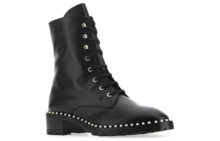 Lookbook (Women) Stuart Weitzman Allie Ankle Boot 'Black Studded' ALLIESMOOTHCALFBLACK
