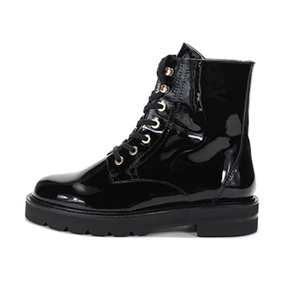 (W) Stuart Weitzman Ankle Boot 'Black Leather Lace-Up'