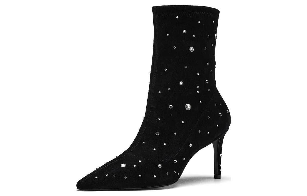 Lookbook Stuart Weitzman/SW 皮革百搭簡約短靴 7.5公分 女款 黑色