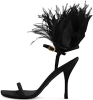 (Women) Stuart Weitzman Ankle Strap Sandals 'Black Feather' SD582PLUME100BLK (Women) Stuart Weitzman Ankle Strap Sandals 'Black Feather' SD582PLUME100BLK