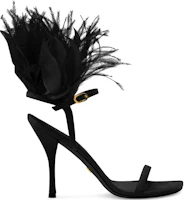 Order (W) Sandalias Stuart Weitzman de Tacón con Correa y Pluma Negra SD582PLUME100BLK