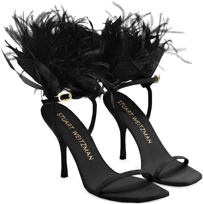 (W) Stuart Weitzman Sandal Tali Buku Lali 'Black Feather' SD582PLUME100BLK Lookbook (W) Stuart Weitzman Sandal Tali Buku Lali 'Black Feather' SD582PLUME100BLK