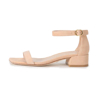 (W) Stuart Weitzman Block Heel Sandals 'Nude Velvet'