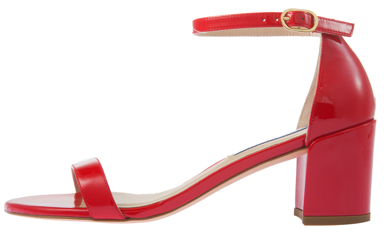 (W) Stuart Weitzman Block Heel Sandals 'Patent Red'