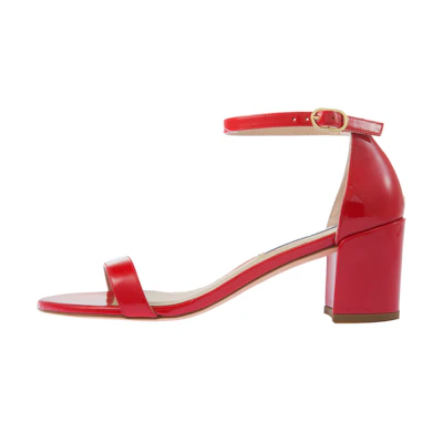 (W) Stuart Weitzman Block Heel Sandals 'Patent Red'