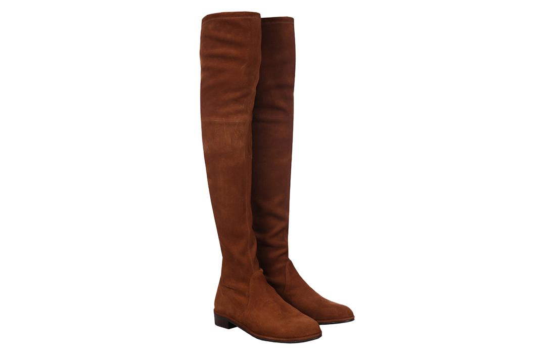 (W) Stuart Weitzman Classic Suede Block Heel Over-the-Knee Boots 'Brown' 圖 3