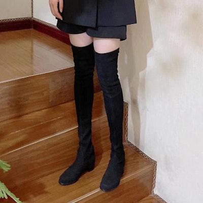 (Women) Stuart Weitzman Classic Suede Block Heel Over-The-Knee Boots 'Black' MIDLANDSUEDESTRBLACK Details for (Women) Stuart Weitzman Classic Suede Block Heel Over-The-Knee Boots 'Black' MIDLANDSUEDESTRBLACK