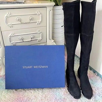 (Women) Stuart Weitzman Classic Suede Block Heel Over-The-Knee Boots 'Black' MIDLANDSUEDESTRBLACK 1