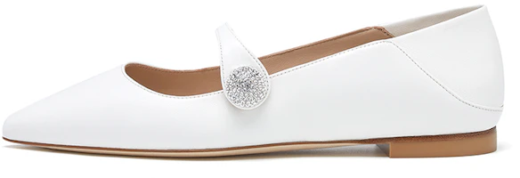 (Women) Stuart Weitzman Crystal Ball Maryjane Convertible Flat 'Glacier White' SW2502019-WHI (Women) Stuart Weitzman Crystal Ball Maryjane Convertible Flat 'Glacier White' SW2502019-WHI