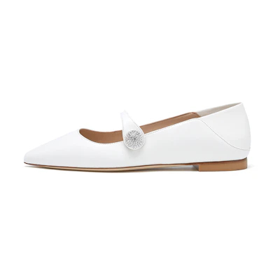 (W) Stuart Weitzman Crystal Ball Maryjane Convertible Flat 'Glacier White'