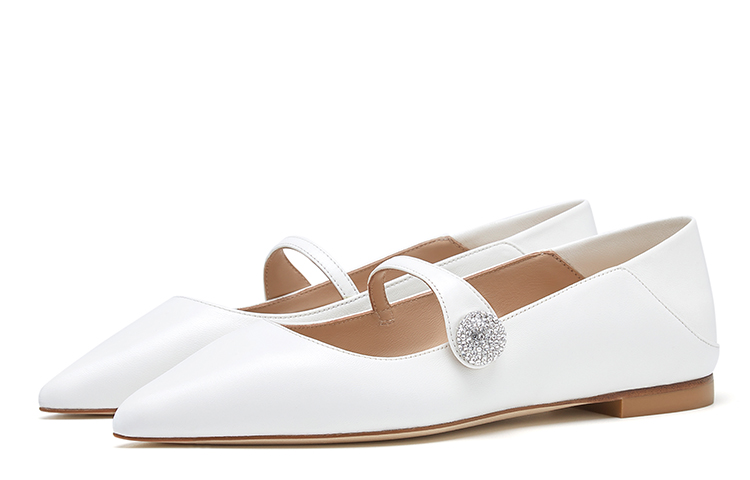 (W) Stuart Weitzman Crystal Ball Maryjane Convertible Flat 'Glacier White' 圖 3