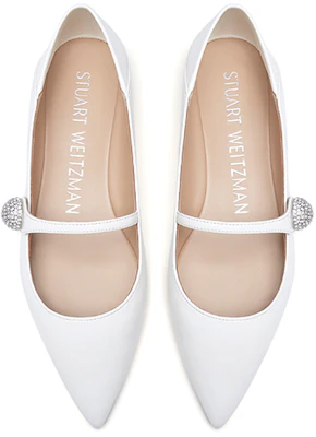 (Women) Stuart Weitzman Crystal Ball Maryjane Convertible Flat 'Glacier White' SW2502019-WHI Shop (Women) Stuart Weitzman Crystal Ball Maryjane Convertible Flat 'Glacier White' SW2502019-WHI