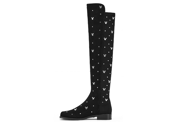 Order 迪士尼 x Stuart Weitzman 5050磨砂皮透明水晶過膝靴 女款 黑色