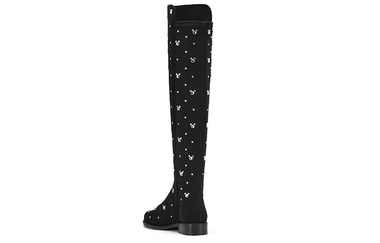 Shop 迪士尼 x Stuart Weitzman 5050磨砂皮透明水晶過膝靴 女款 黑色