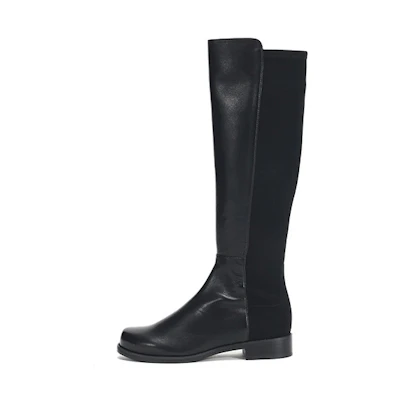 (W) Stuart Weitzman Fabric and Leather High Boots 'Black'