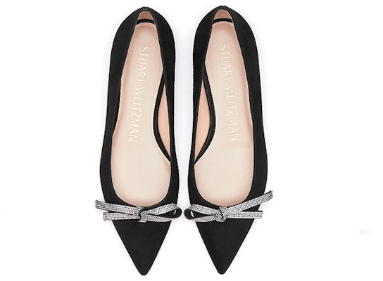 (W) Stuart Weitzman 'Selip Runcing Hitam' Kasut Tanpa Tumit Wanita SW2502001-BLK Details for (W) Stuart Weitzman 'Selip Runcing Hitam' Kasut Tanpa Tumit Wanita SW2502001-BLK