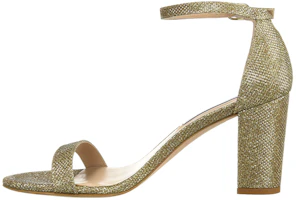 (Women) Stuart Weitzman Gold Leather Block Heel Strap Sandals NEARLYNUDEZL Gold Color. (Women) Stuart Weitzman Gold Leather Block Heel Strap Sandals NEARLYNUDEZL Gold Color.
