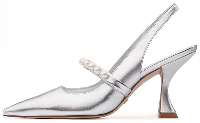 (Women) Stuart Weitzman Goldie Xcurve 85 'Pearl Mary Jane' SW3504004-SIL Buy (Women) Stuart Weitzman Goldie Xcurve 85 'Pearl Mary Jane' SW3504004-SIL
