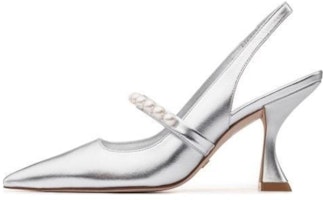 (Women) Stuart Weitzman Goldie Xcurve 85 'Pearl Mary Jane' SW3504004-SIL (Women) Stuart Weitzman Goldie Xcurve 85 'Pearl Mary Jane' SW3504004-SIL