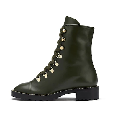 (W) Stuart Weitzman KOLBIE 'Olive Green Leather Bootie'