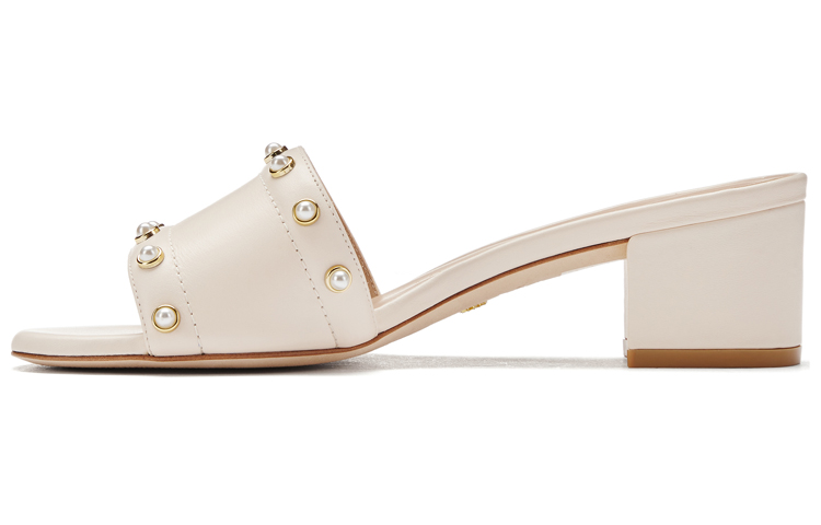 (Women) Stuart Weitzman Leather Open-Toe Slide Sandal 'Beige' SW2205001-BEI