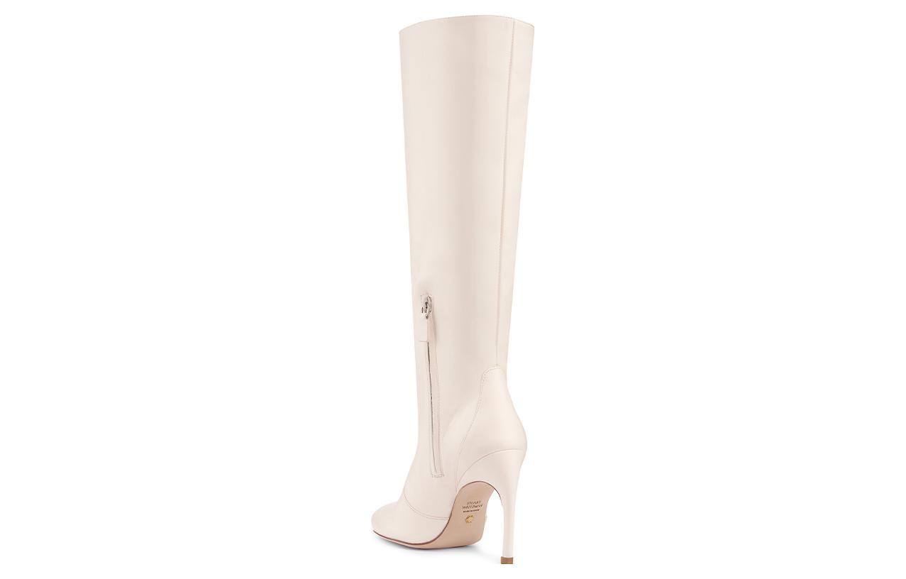 Shop (W) Stuart Weitzman But Magas Bertumit Runcing Kulit 'Keselesaan Putih' SW3501068